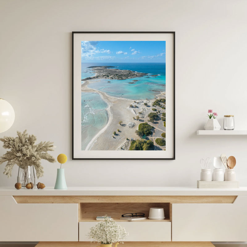 beige aesthetic modern living room wall art poster frame mockup