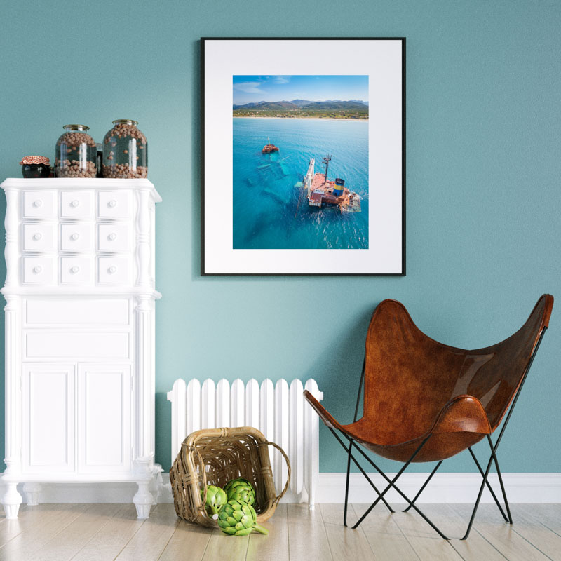 blue torque and white 3d illustration wall frame mockup instagra